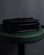 "YVES SAINT LAURENT" Cassandra logo engraved flap design leather bag