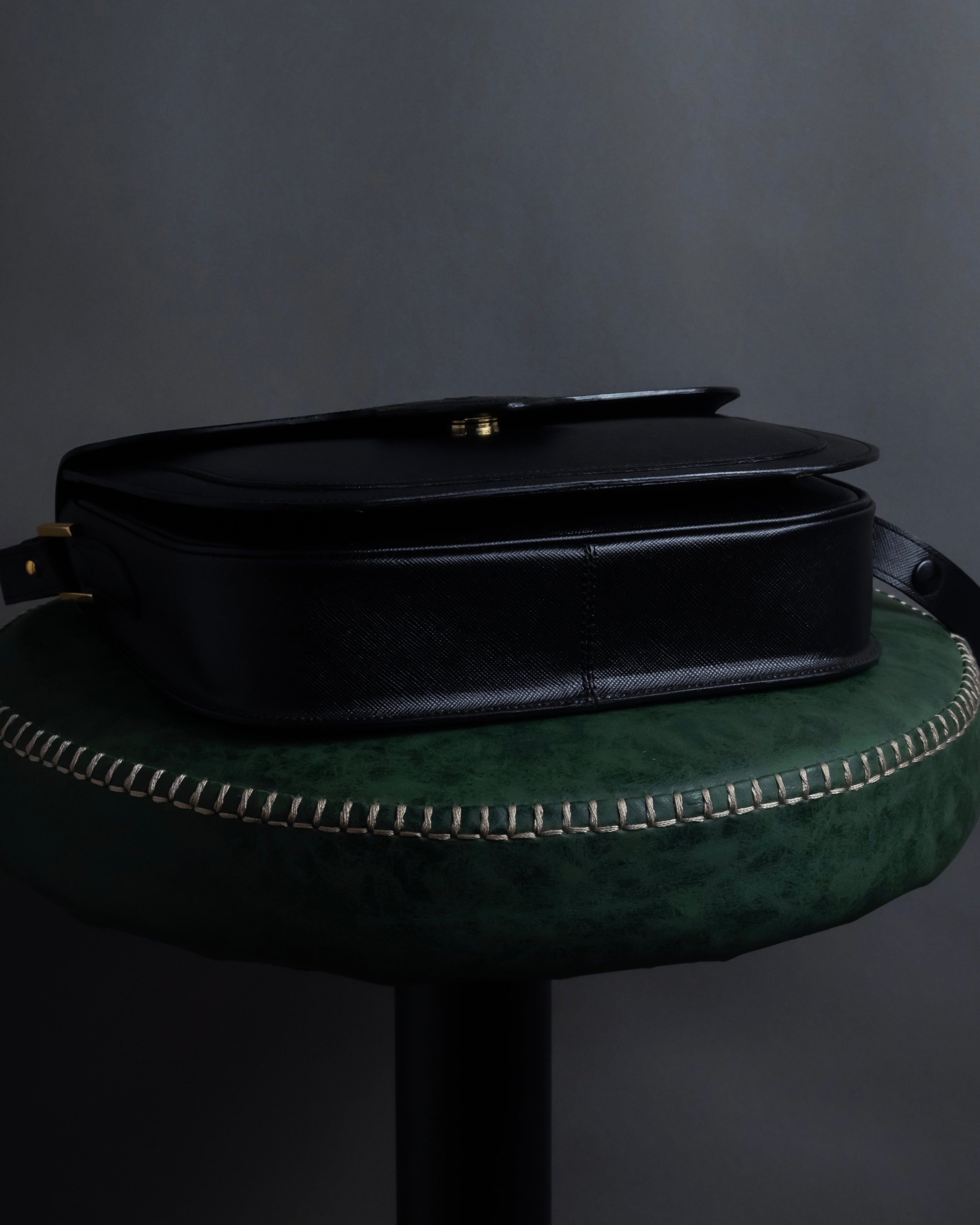 "YVES SAINT LAURENT" Cassandra logo engraved flap design leather bag