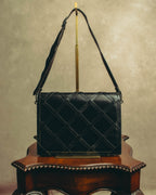 "Yves Saint Laurent" 80's-90's Lattice textured leather shoulder bag