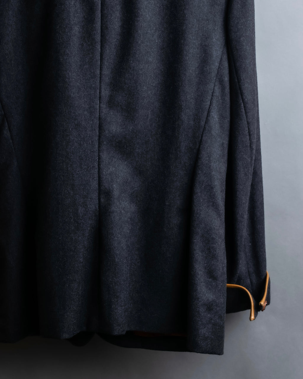 "HERMES" Vintage leather piping design belted tailored jacket