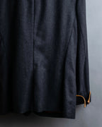 "HERMES" Vintage leather piping design belted tailored jacket