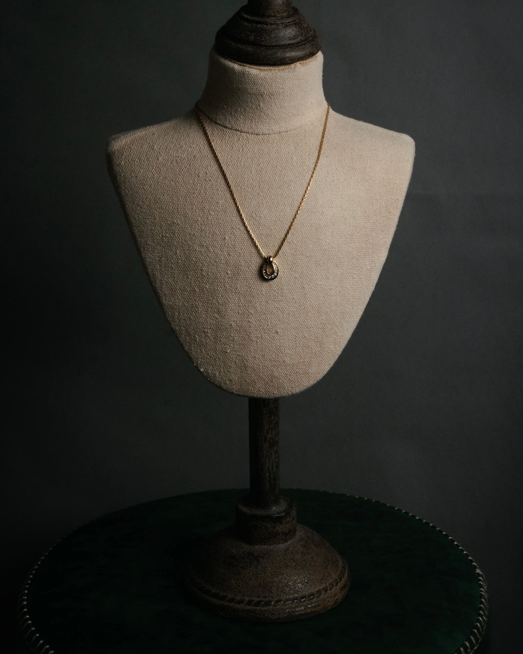 “Christian Dior” 80’s-90’s Lucky horseshoe pavé pendant necklace