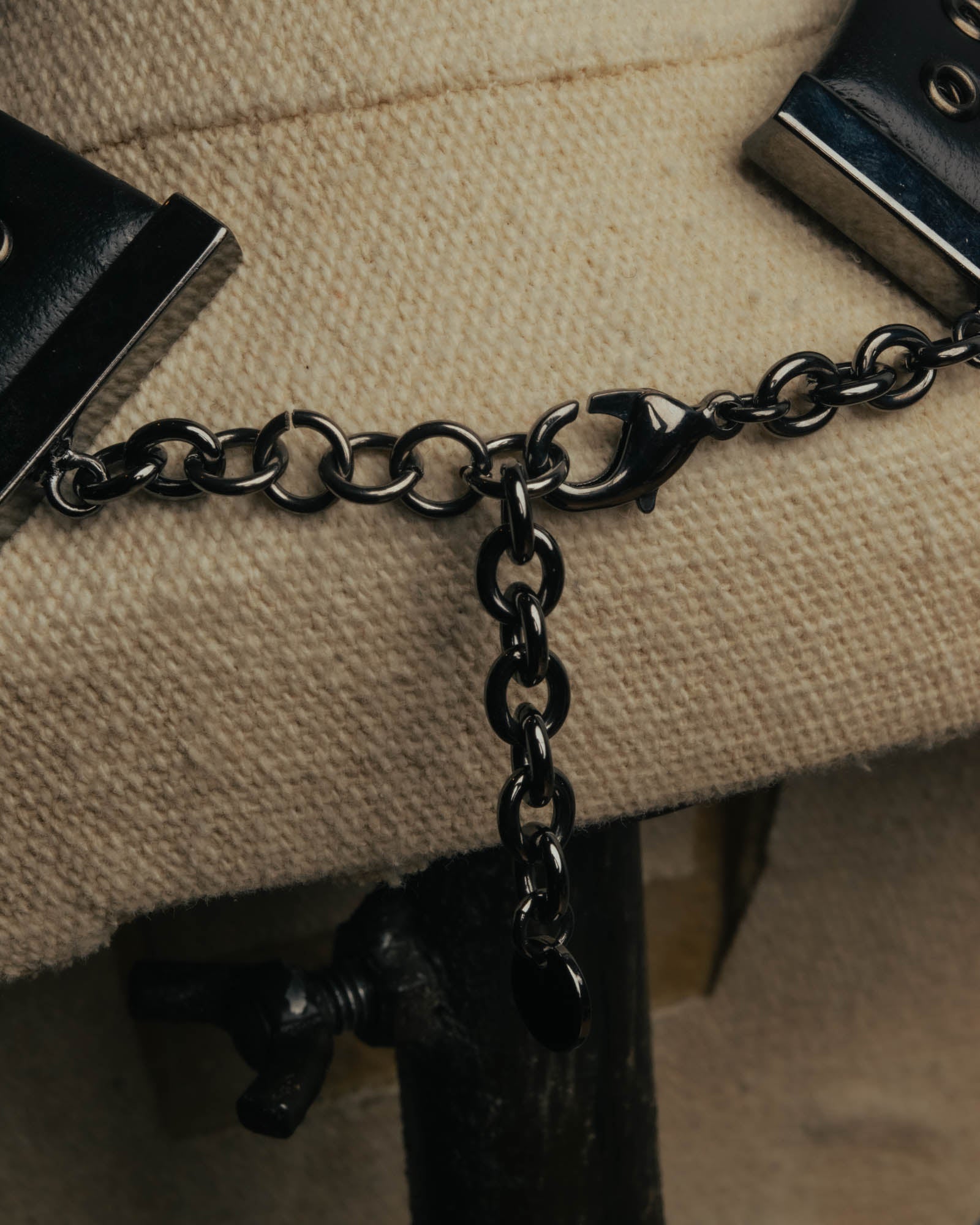 –SPECIAL– "Christian Dior" Late 2000s-2020s Eyelet leather choker necklace