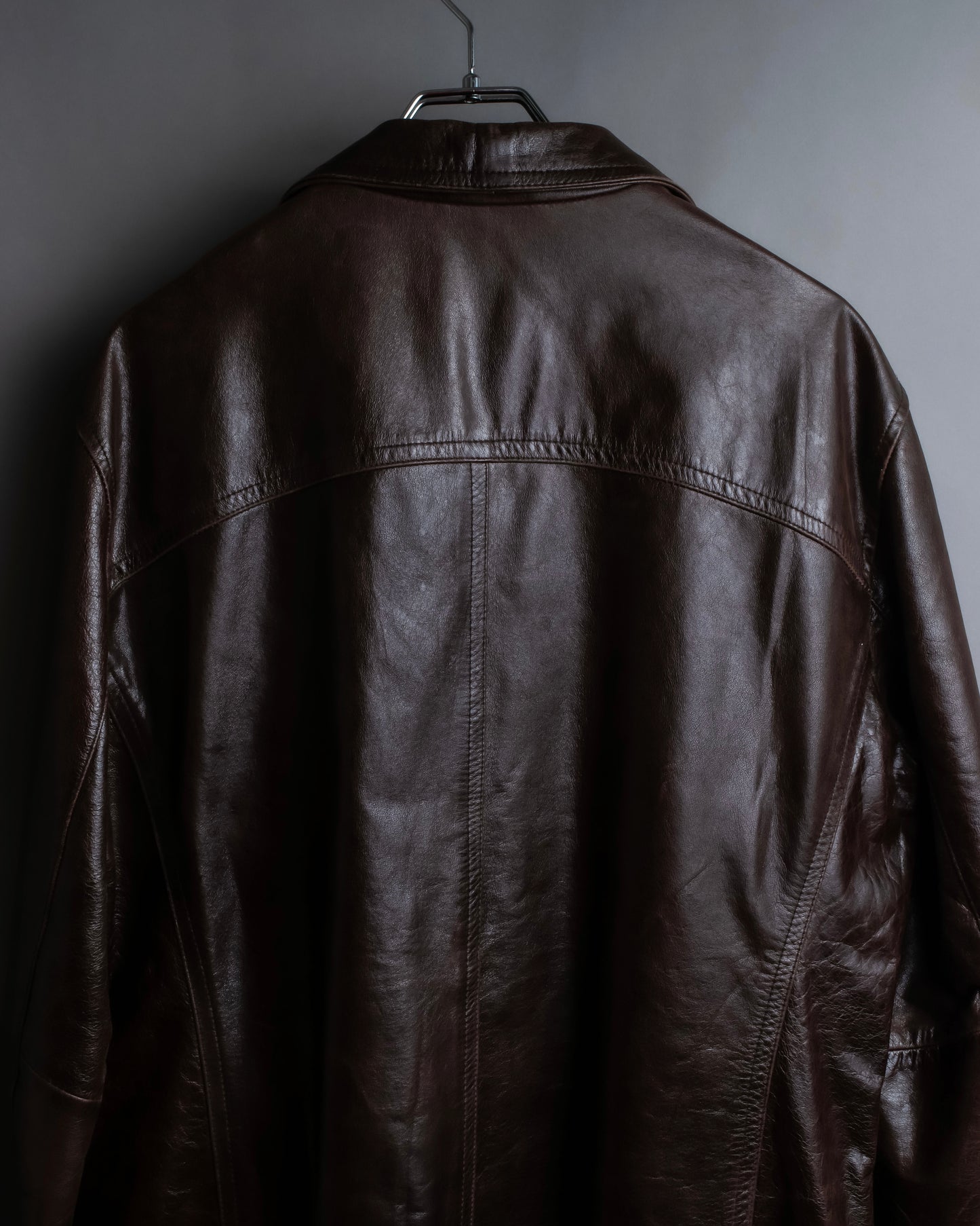 "Vintage 100% cow leather oversized tailored jacket"