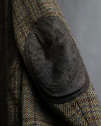 "BURBERRYS" Elbow patch design gun club check tweed jacket
