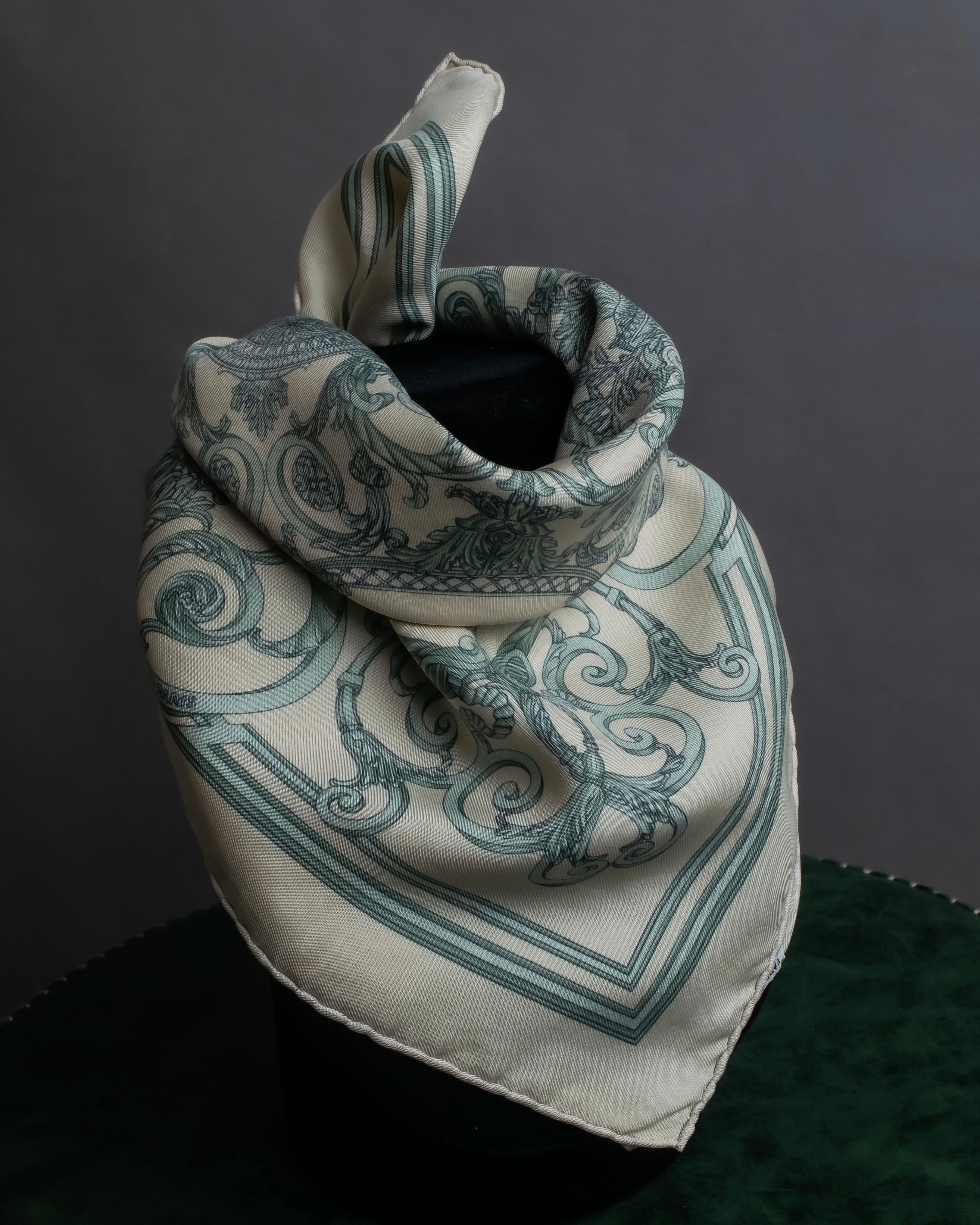 "HERMES" Petit Carre 45 LES TUILERIES silk scarf