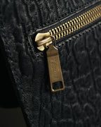 "Valextra" 80's-90's embossed leather document portfolio clutch