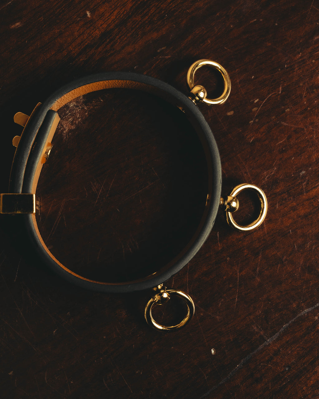 –SPECIAL– “HERMÈS” 10’s Mini dog anneaux triple ring leather bracelet