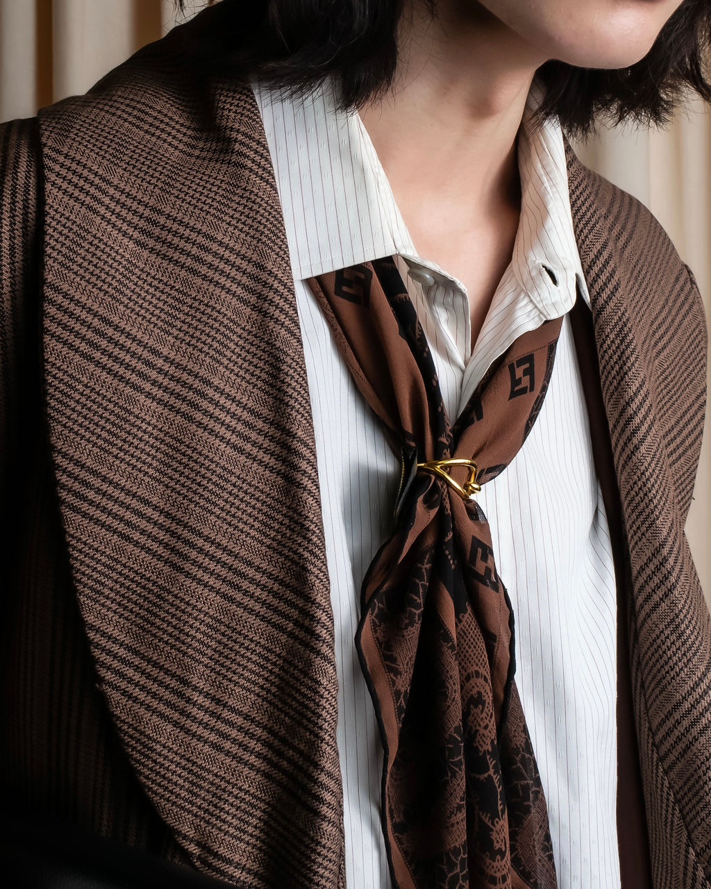 "Vintage different houndstooth pattern shawl collar jacket"