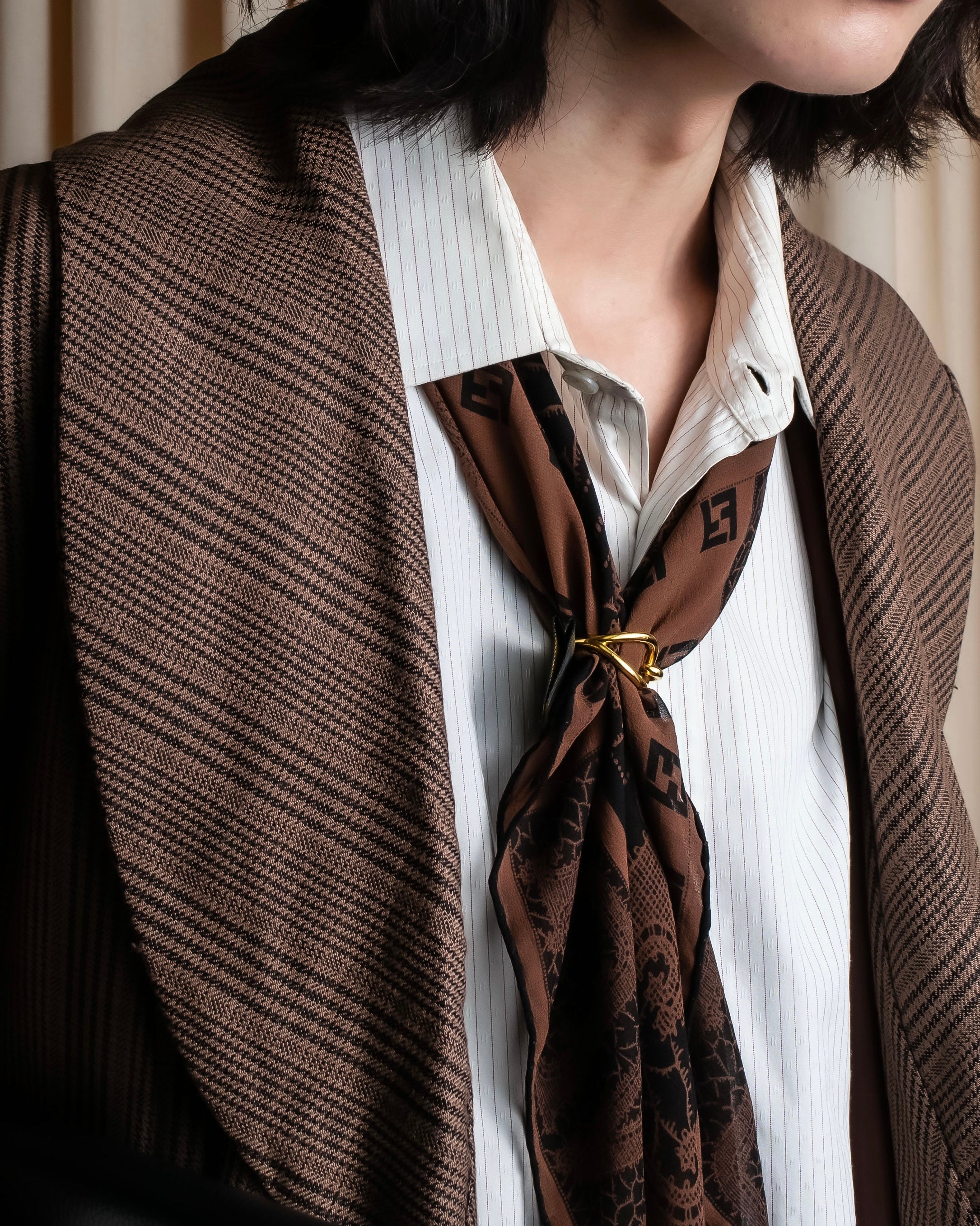 "Vintage different houndstooth pattern shawl collar jacket"