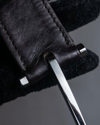 "GUCCI" Metal handle detail brown leather bag