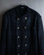 "DOLCE & GABBANA" Double-breasted bejeweled button check pattern jacket
