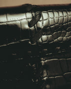 -SPECIAL- “Yves Saint Laurent” 80’s-90’s Crocodile embossed lace-up handbag
