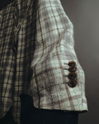 -SPECIAL- "Hermès" 10's Textured linen blend check blazer