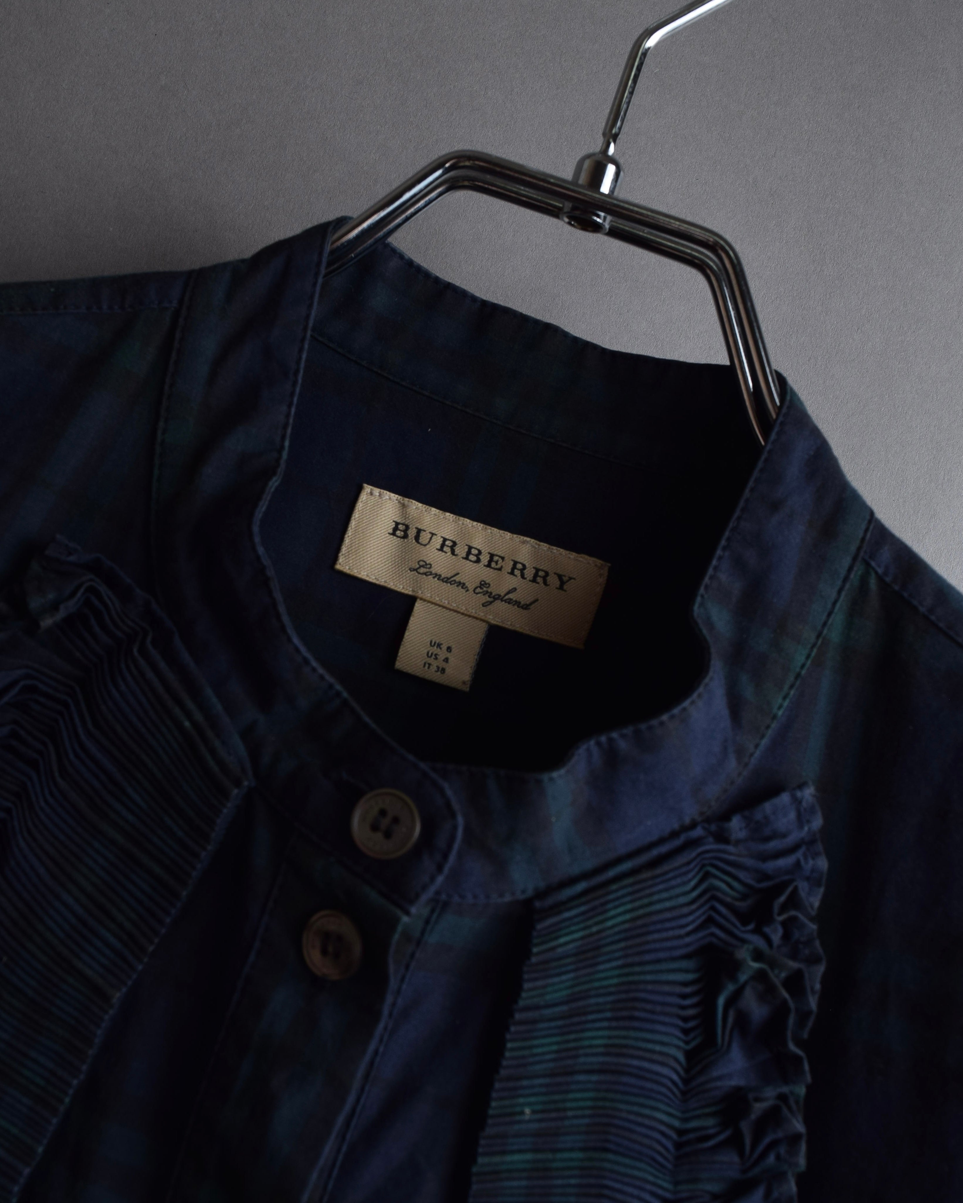 "BURBERRY" Tartan check pattern frill shirt