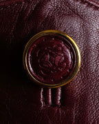 "LOEWE" Burgundy leather front button middle skirt