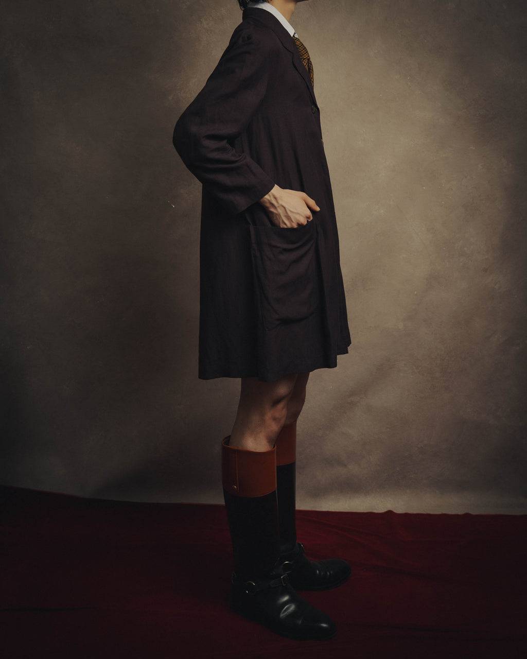 -SPECIAL- “DRIES VAN NOTEN” 90’s–00’s Rayon linen tailored long jacket and shorts set up
