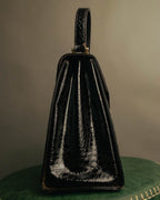 -SPECIAL- "TIFFANY & CO." 70's-80's Shiny crocodile top handle bag