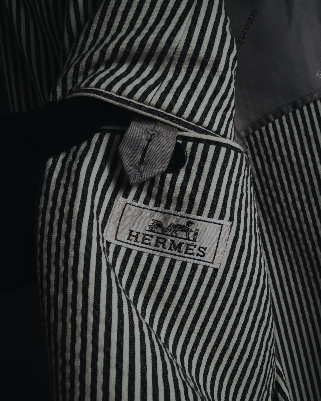 "HERMES" 00's striped stretch cotton tailored jacket