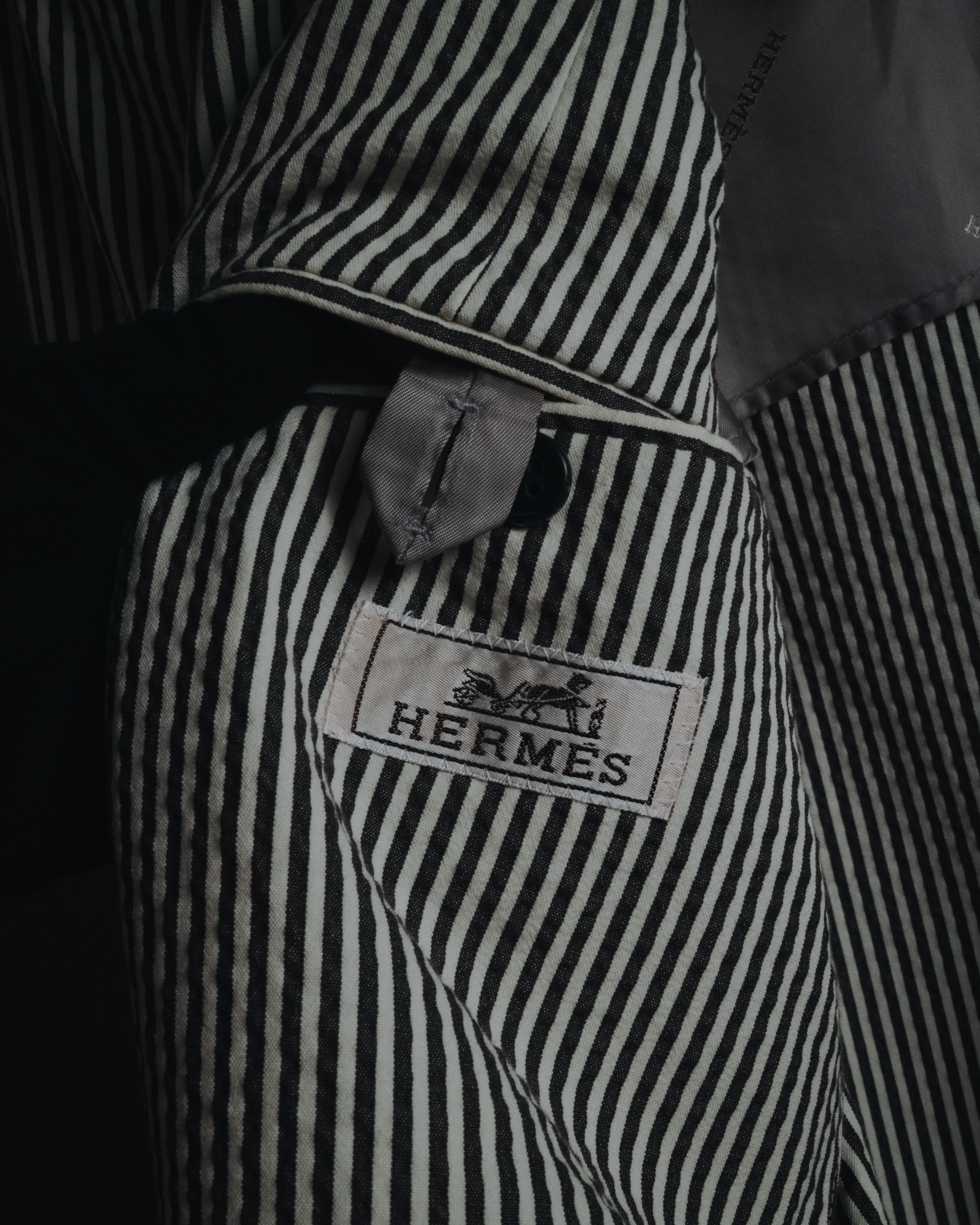 "HERMES" 00's striped stretch cotton tailored jacket