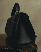 "Burberrys" 80's-90's Classic black leather top-handle handbag