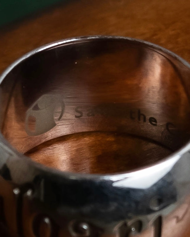 "BVLGARI" Save the Children series logo engraved silver ring
