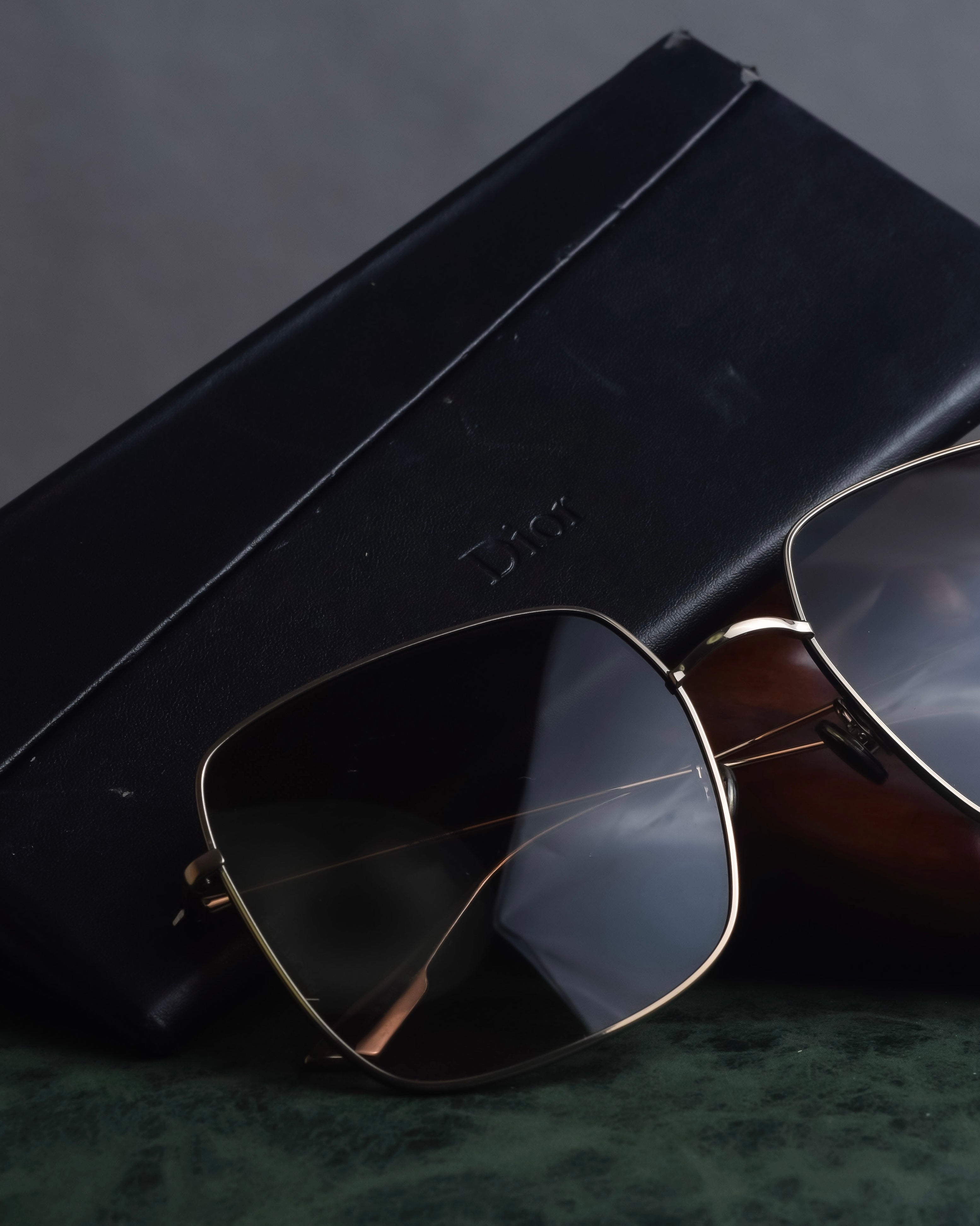"Christian Dior" Square frame metal temple sunglasses