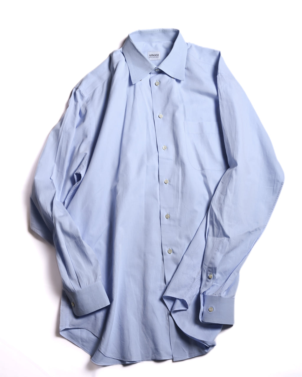 ARMANI COLLEZIONI/ Snap Button-down Oversized Dress Shirt Light Blue