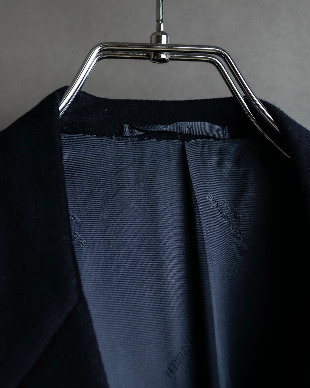 "HERMES" 90's Pure cashmere navy blue tailored jacket