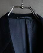 "HERMES" 90's Pure cashmere navy blue tailored jacket