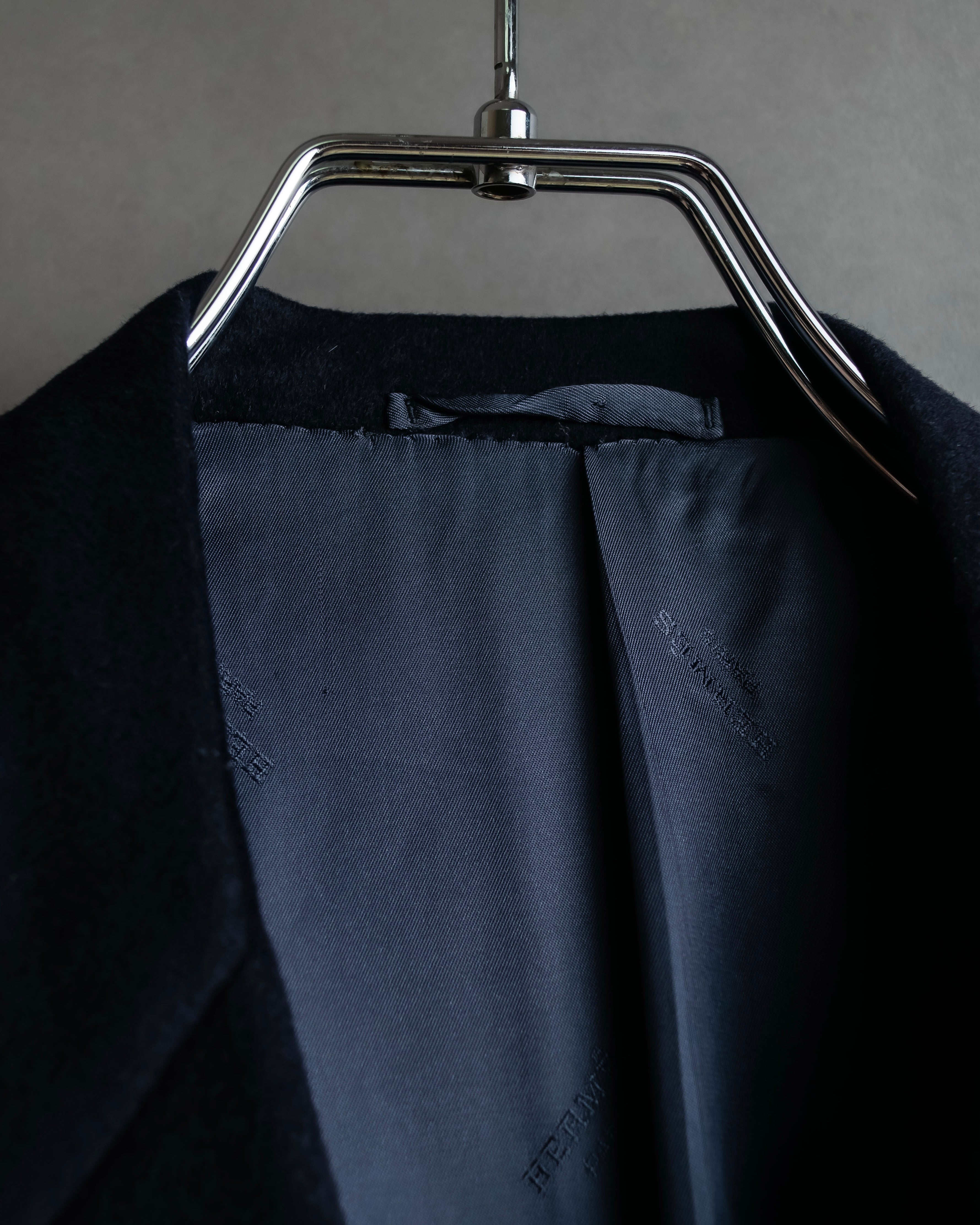 "HERMES" 90's Pure cashmere navy blue tailored jacket