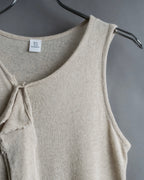 "Y's" Linen cotton mix ruffle design tank top