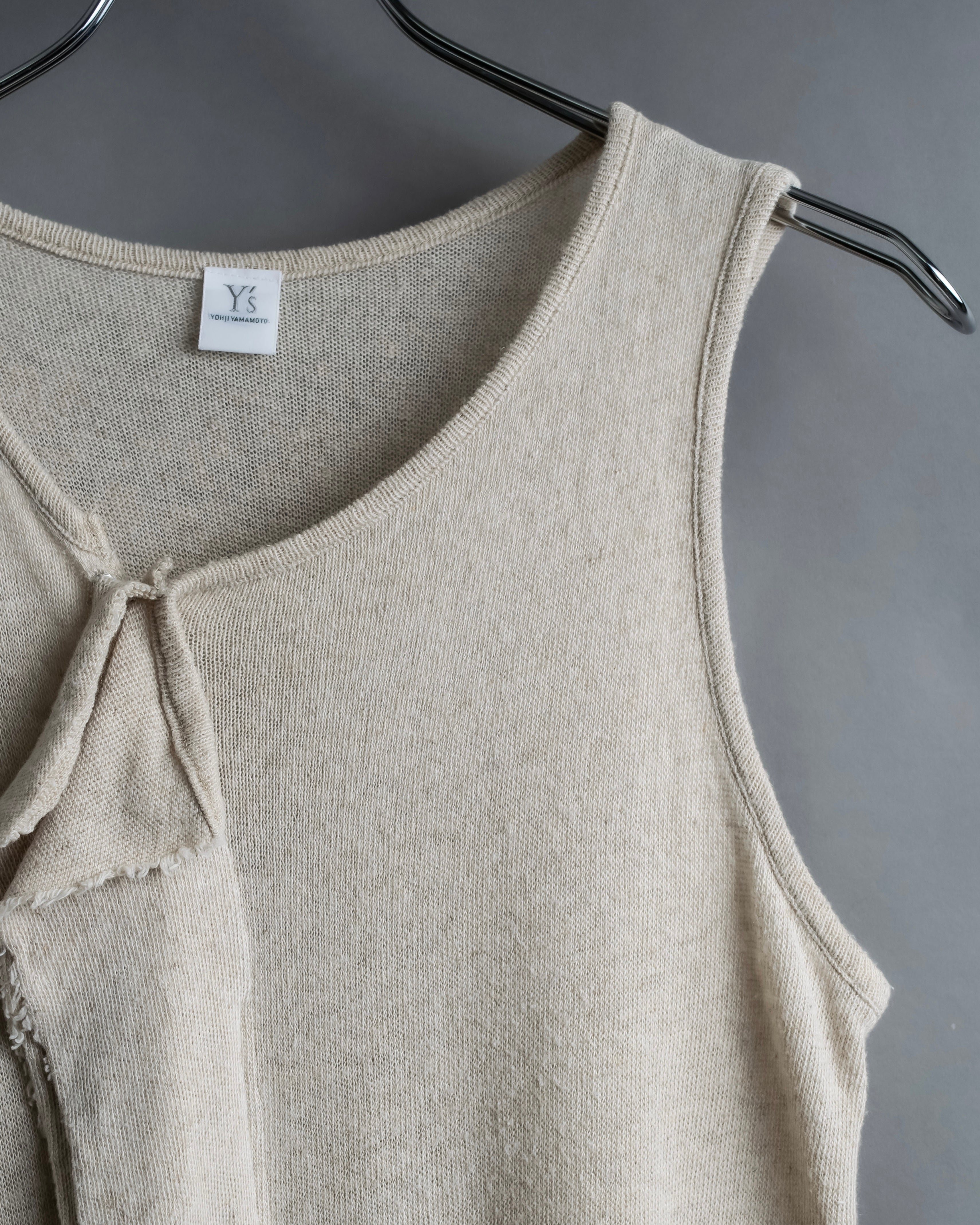 "Y's" Linen cotton mix ruffle design tank top