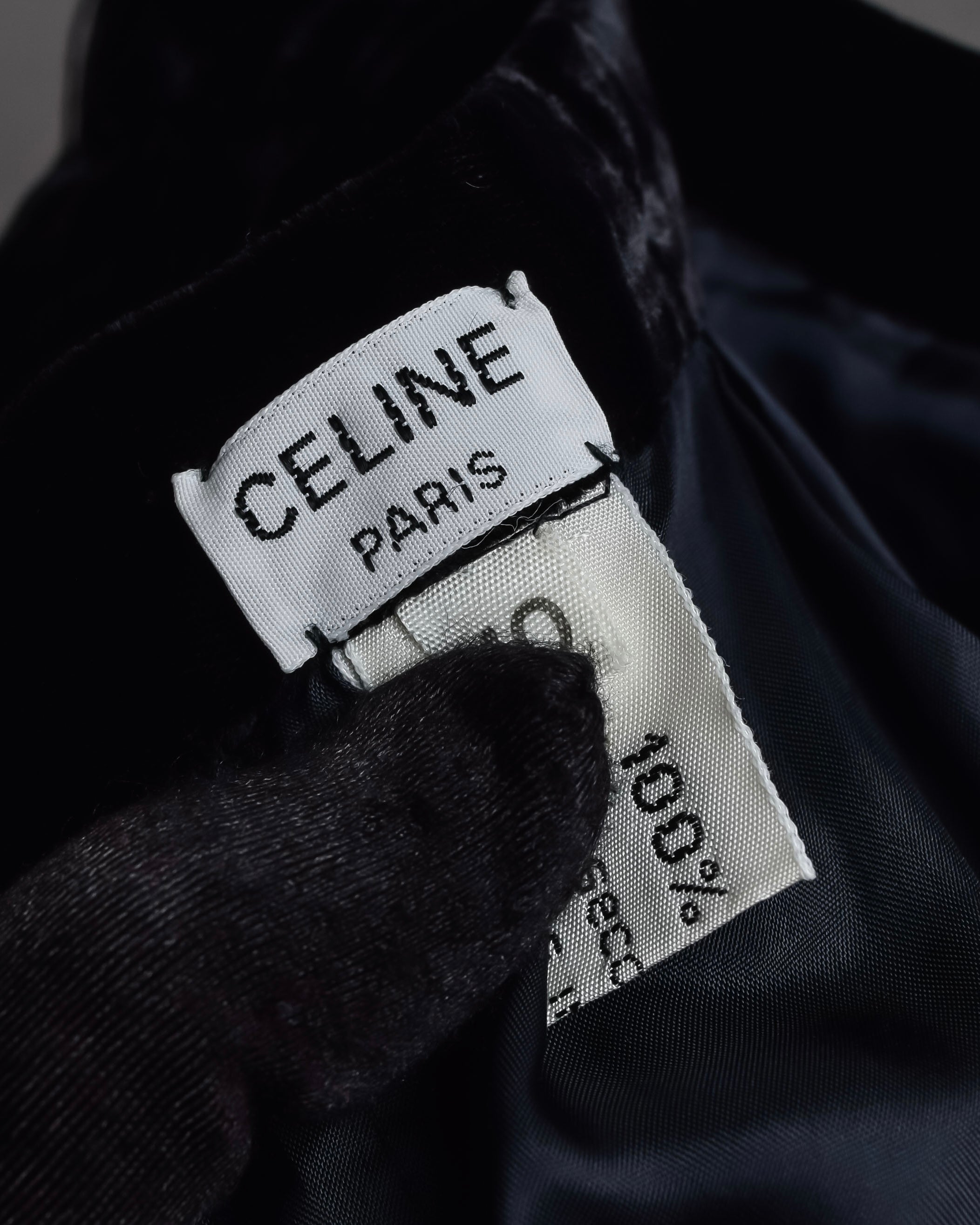 "CELINE" Pleated satin hem velvet flare skirt