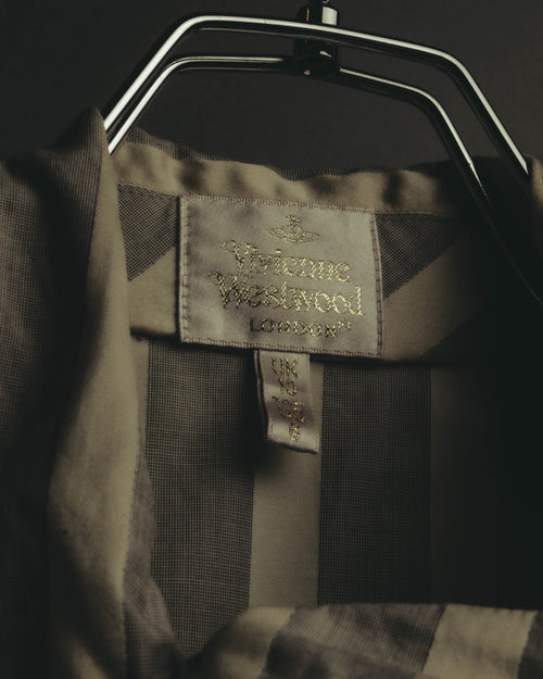 "Vivienne Westwood London" 90's-00's Draped tie-neck striped asymmetry blouse