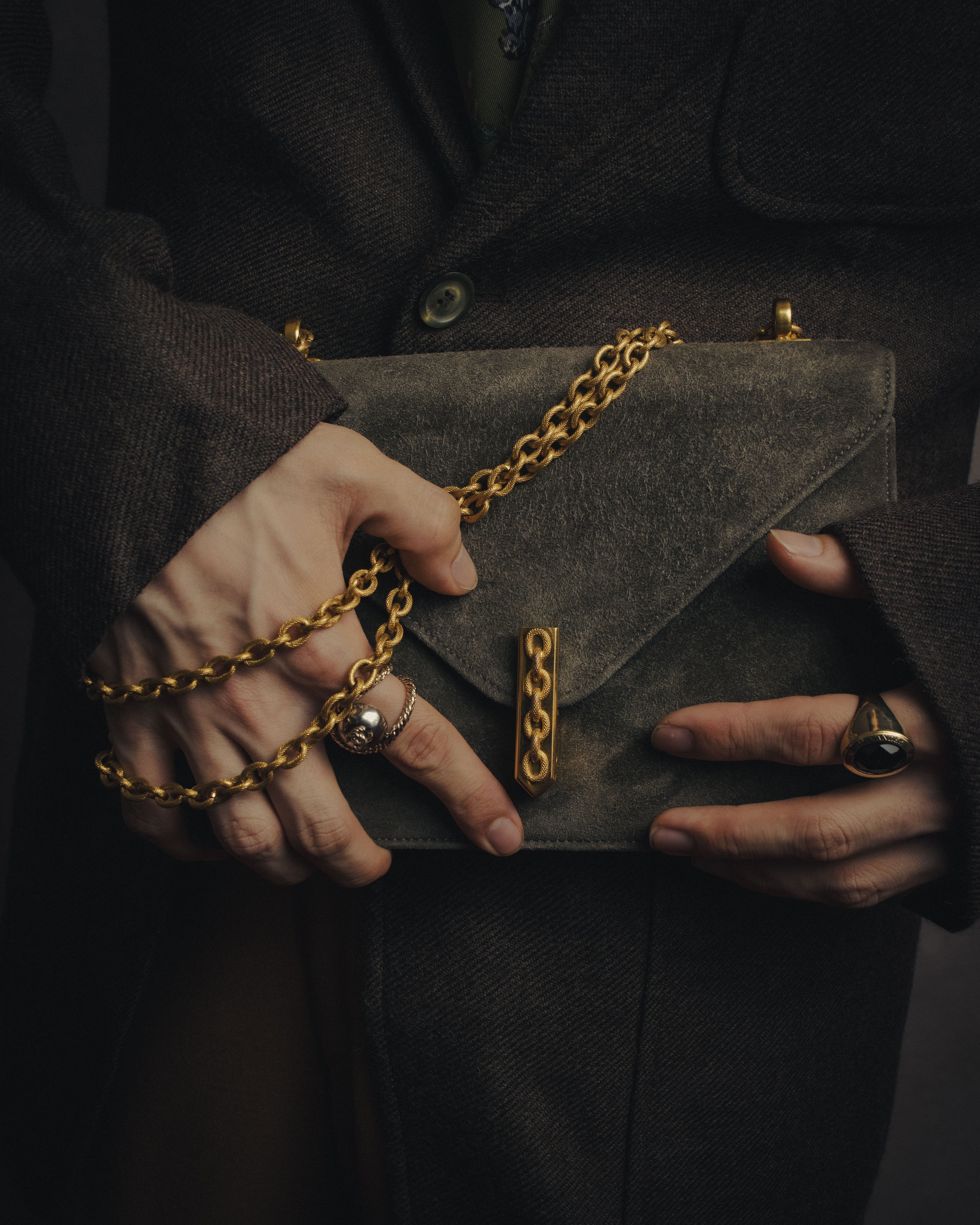 -SPECIAL- “HERMÈS” 1970's-80's Alcazar suede chain shoulder bag