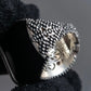 "GUCCI" Amber rhinestone GG motif engraved signet ring