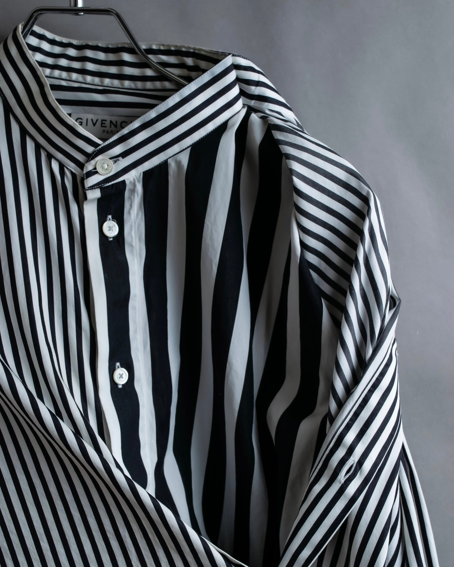 "GIVENCHY" Asymmetrical stripe pattern different thicknesses shirt