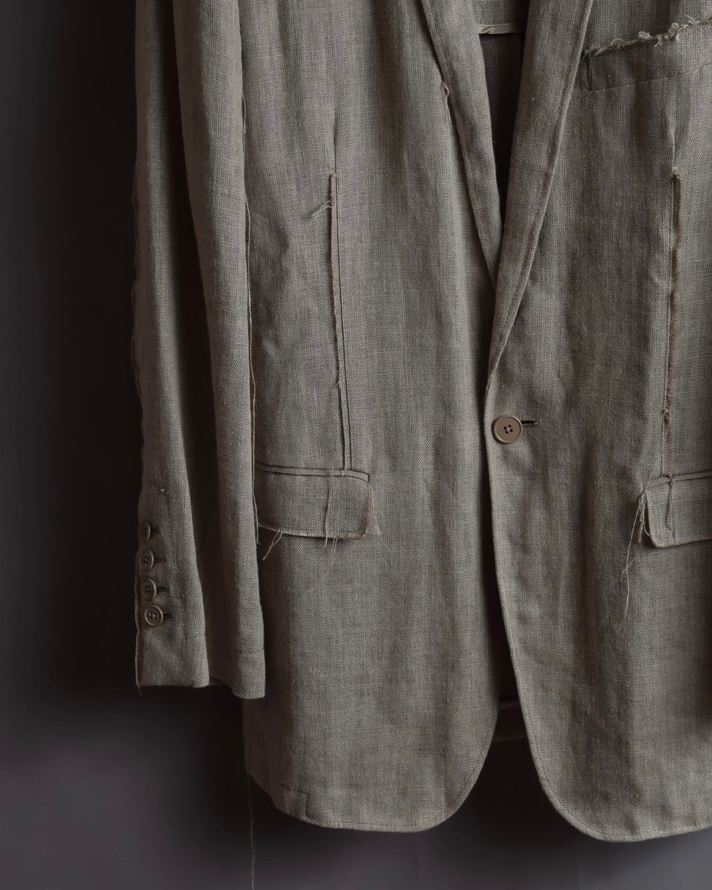 "Dolce & Gabbana" Raw edge frayed linen tailored jacket