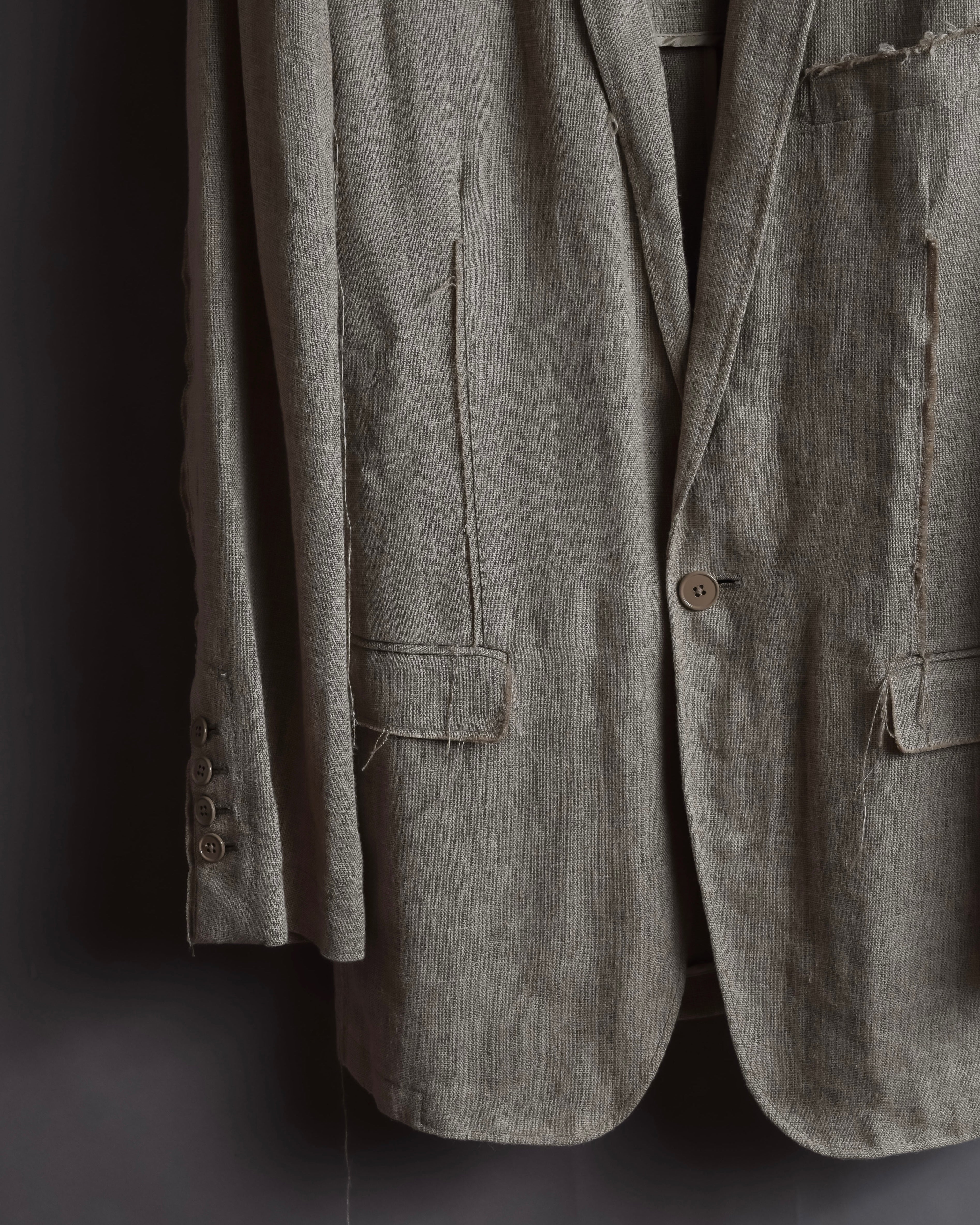 "Dolce & Gabbana" Raw edge frayed linen tailored jacket
