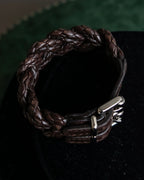 "Vintage intrecciato double buckle leather bracelet"
