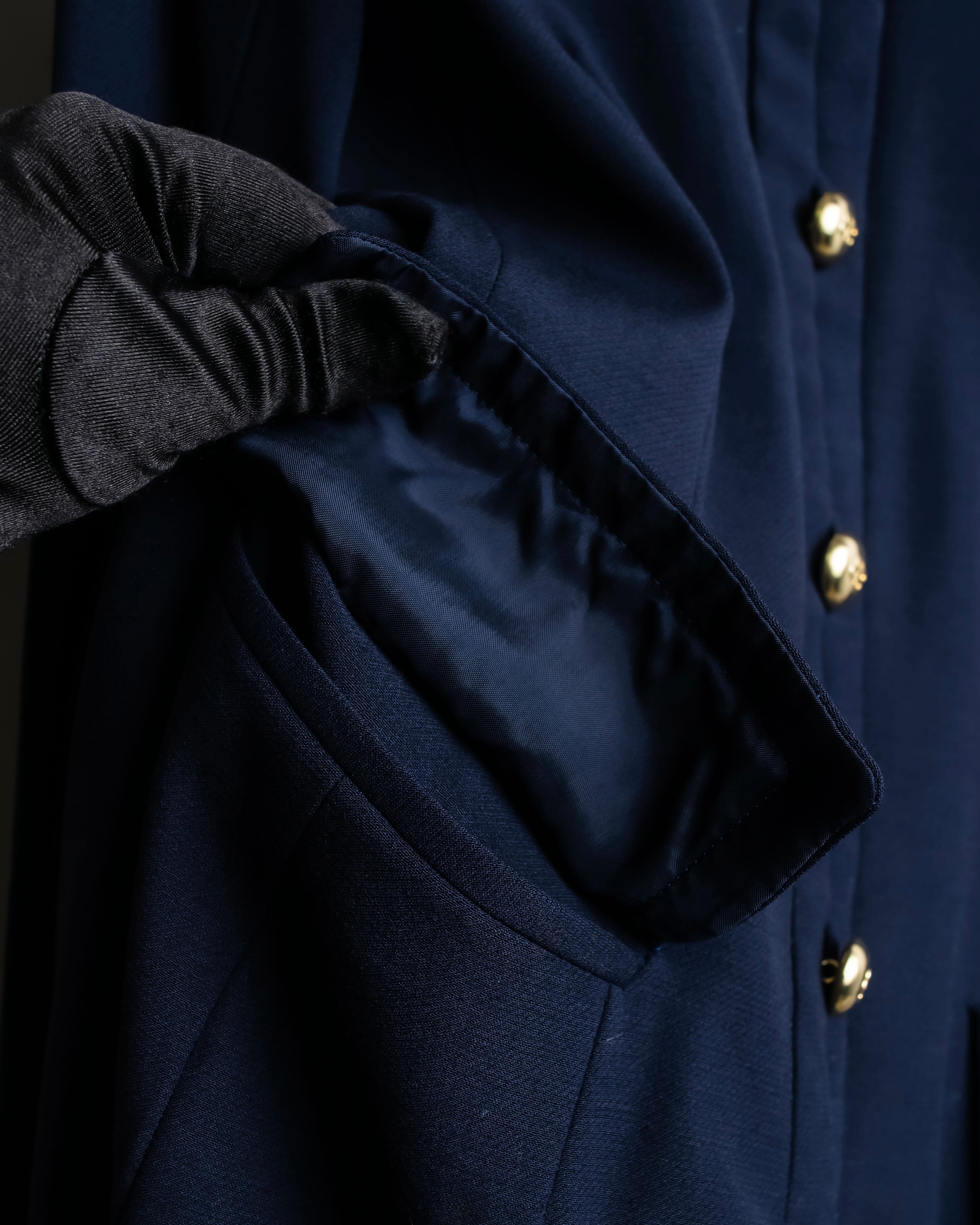 "BALENCIAGA" Gold button design navy color dress