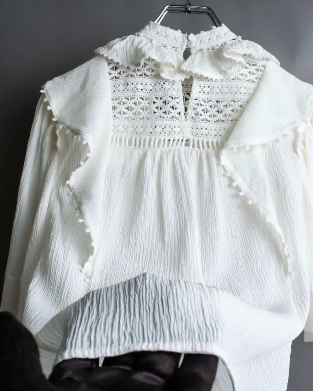 "ISABEL MARANT" Lace knit frill docking sheer blouse