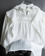 "ISABEL MARANT" Lace knit frill docking sheer blouse