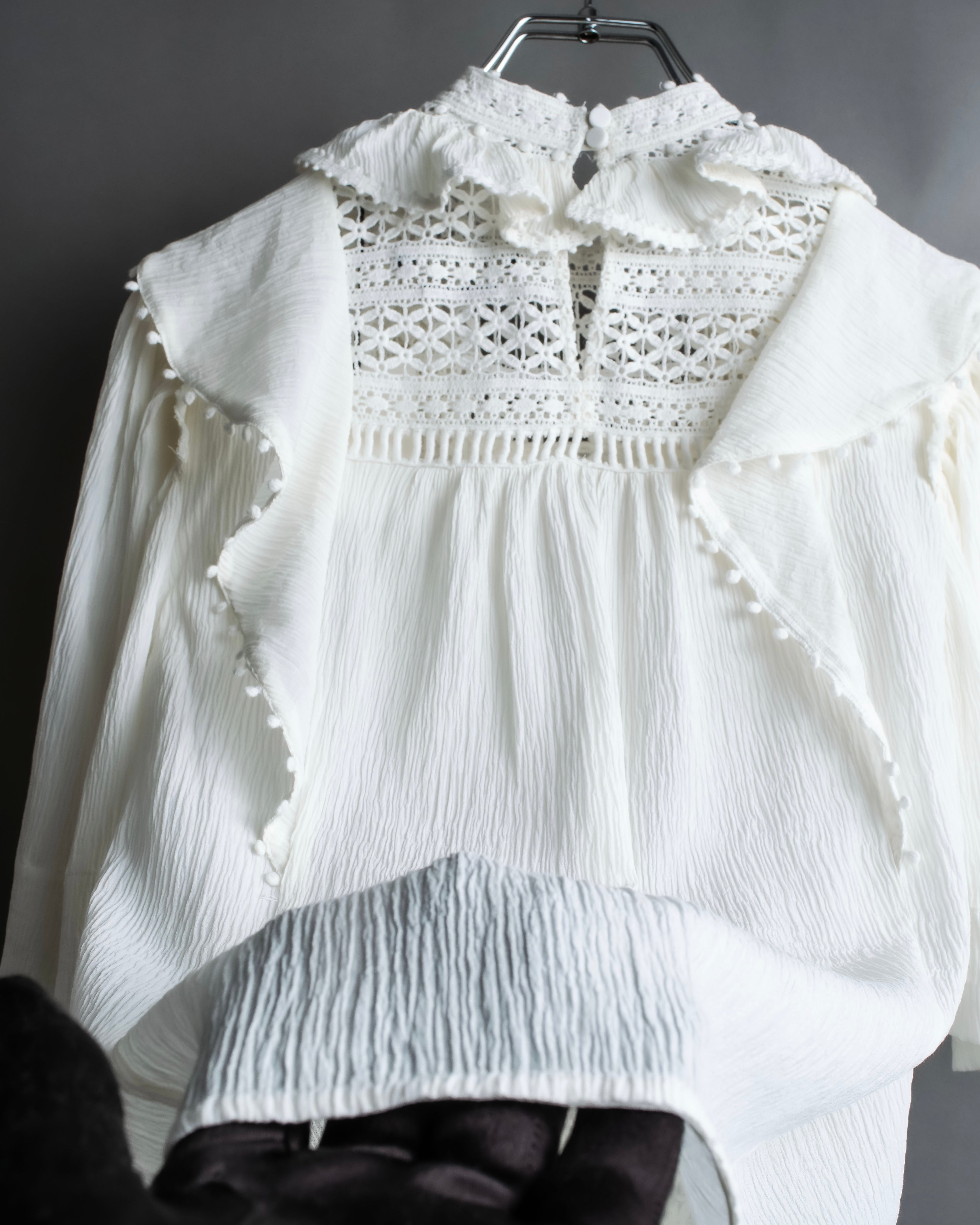 "ISABEL MARANT" Lace knit frill docking sheer blouse