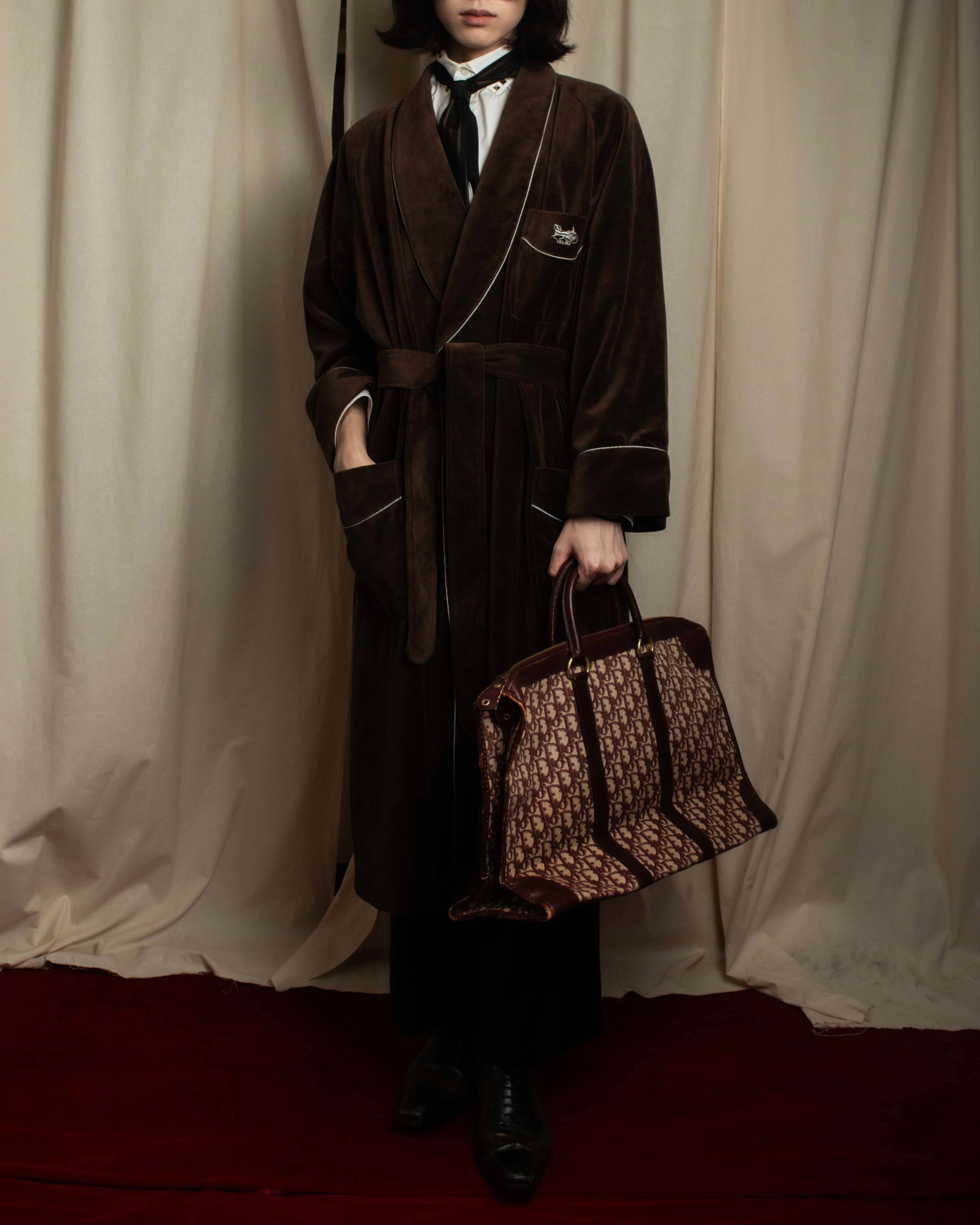 "Christian Dior" Trotter monogram jacquard boston bag