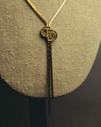 "Christian Dior" 80's-90's Gold tone rhinestone cd lariat necklace