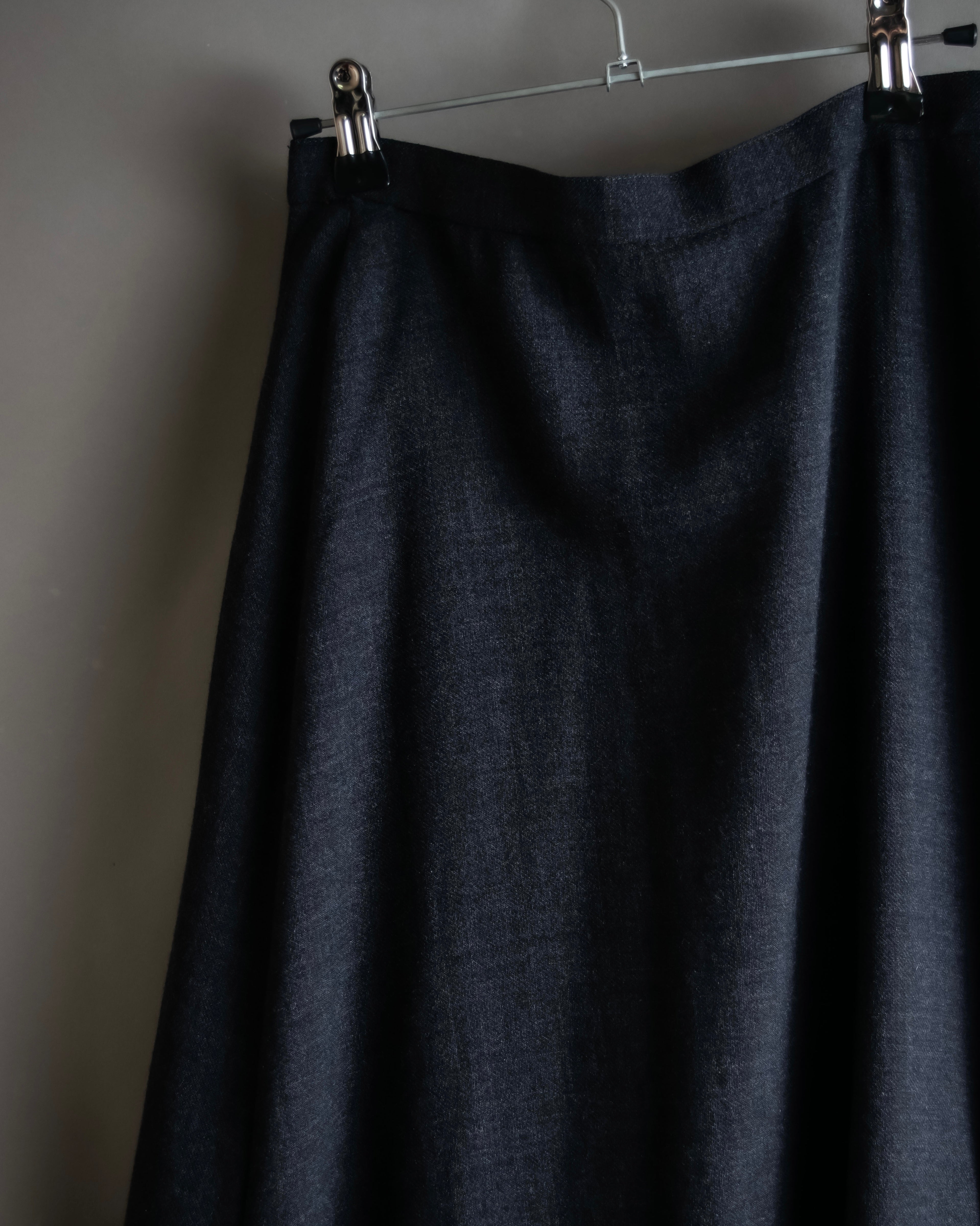 "Christian Dior" Front button design flare wool skirt