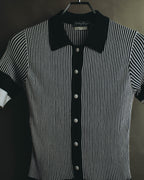 "Salvatore Ferragamo" 00's-10's Monochrome striped cotton knit polo