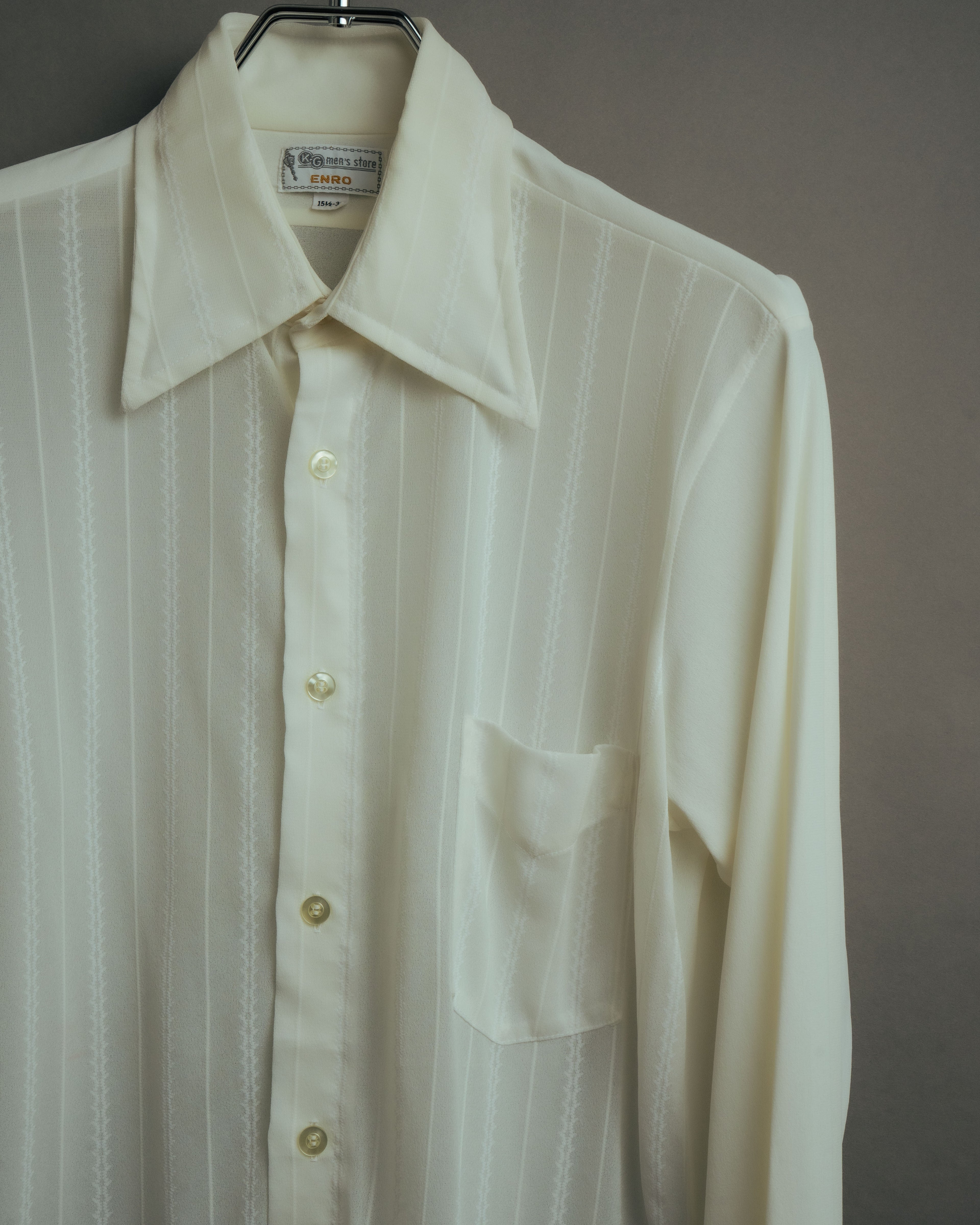 -MOOD Vintage Collections- 70’s-80’s Sheer stripe long point collar shirt